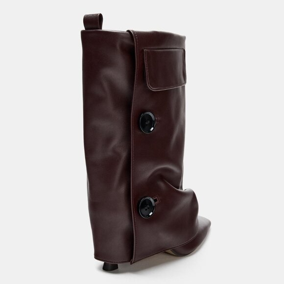 Zara Leather Gaiter Ankle Boots 1123/610/022 - Picture 9 of 9